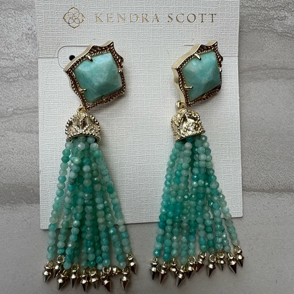Kendra Scott Gold and sea foam dangle Mishi earrings